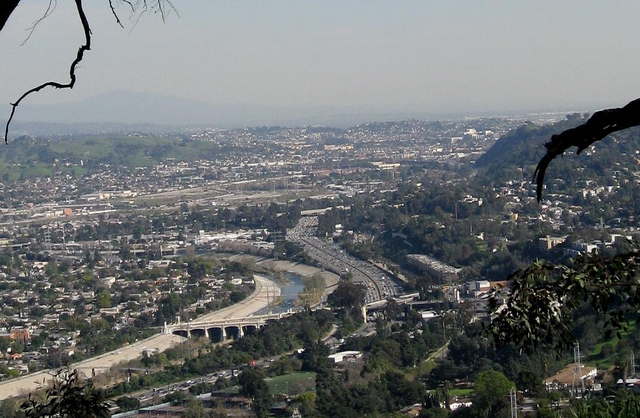 Los Angeles River winds near east side of Griffith Park in Southern California - photo by DB's travels